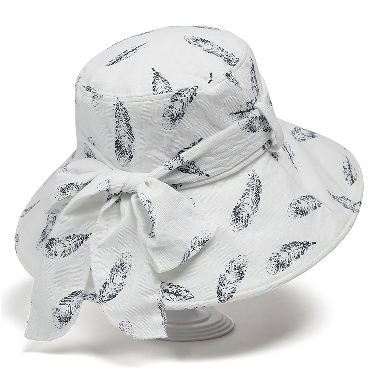 Wide Brim Feather Print Sun Hat Summer Outdoor Travel Hat