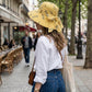 Wide Brim Feather Print Sun Hat Summer Outdoor Travel Hat