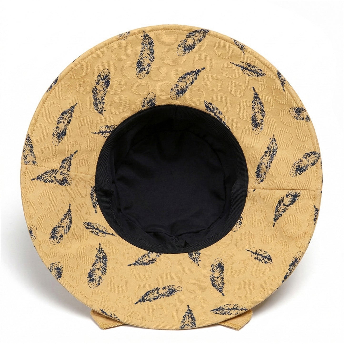 Wide Brim Feather Print Sun Hat Summer Outdoor Travel Hat
