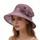 Wide Brim Floral Mesh Sun Hat Elegant Summer Dressy Garden Party Hat