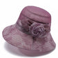 Wide Brim Floral Mesh Sun Hat Elegant Summer Dressy Garden Party Hat