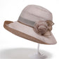 Wide Brim Mesh Sun Hat Elegant Flower Accent Summer Garden Party Hat