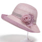 Wide Brim Mesh Sun Hat Elegant Flower Accent Summer Garden Party Hat