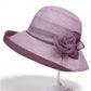 Wide Brim Mesh Sun Hat Elegant Flower Accent Summer Garden Party Hat