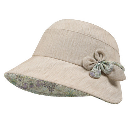 Wide Brim Summer Sun Hat Lightweight Linen Style Bucket Hat