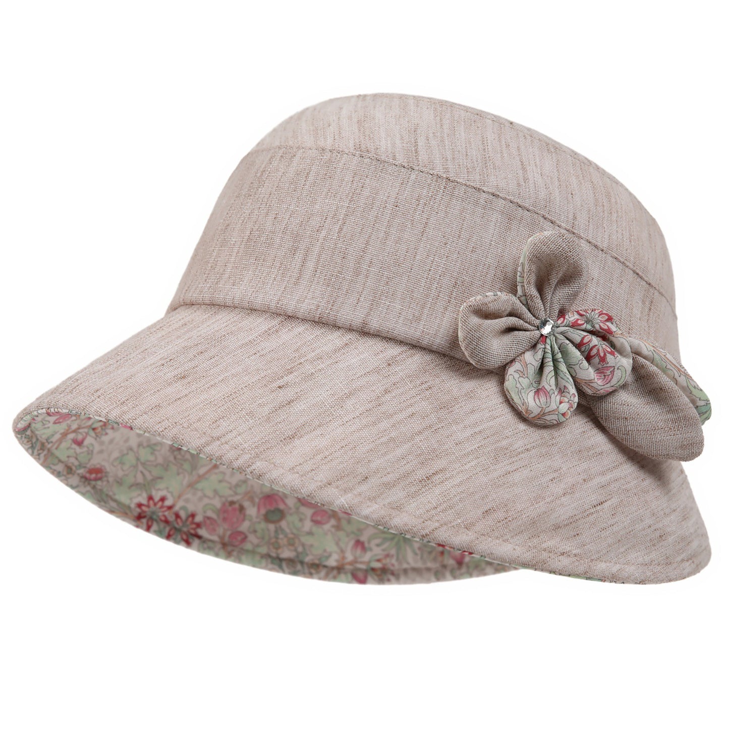 Wide Brim Summer Sun Hat Lightweight Linen Style Bucket Hat