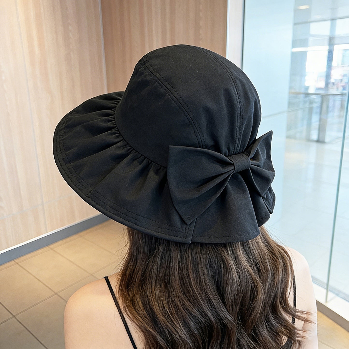 Sun Hat with Large Bow Lightweight Summer Bucket Hat Outdoor Travel Hat