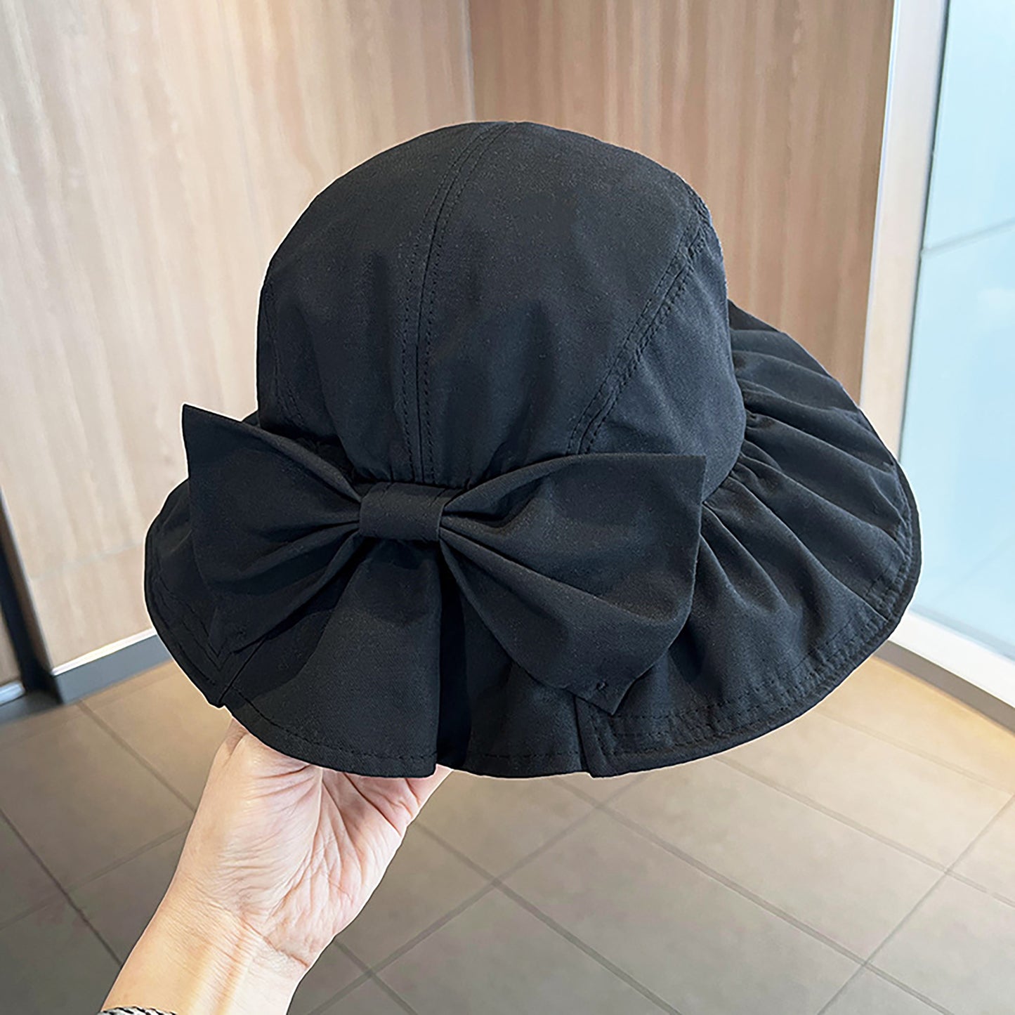 Sun Hat with Large Bow Lightweight Summer Bucket Hat Outdoor Travel Hat