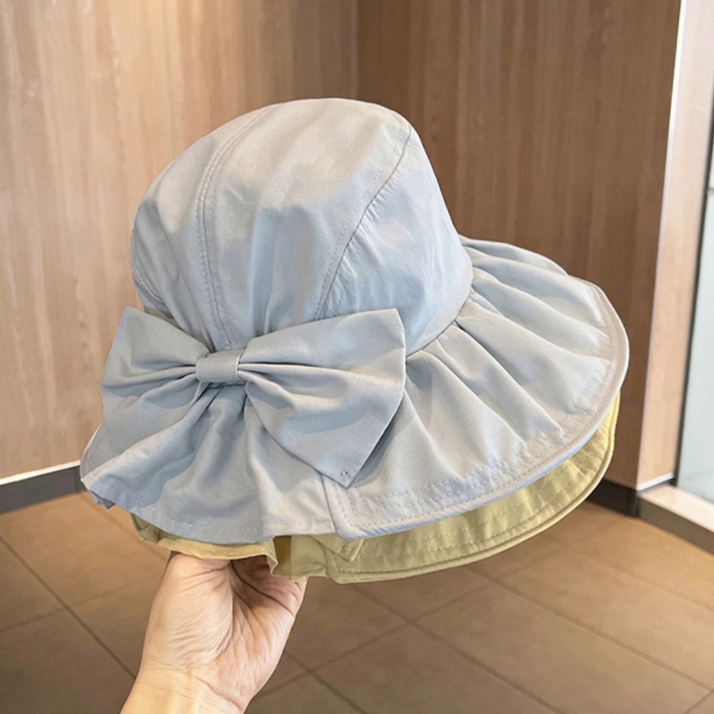 Sun Hat with Large Bow Lightweight Summer Bucket Hat Outdoor Travel Hat