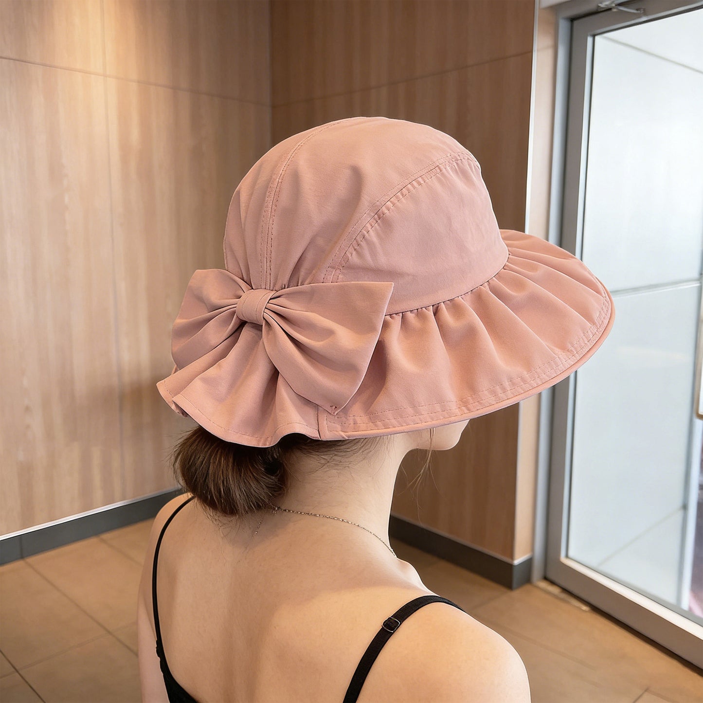 Sun Hat with Large Bow Lightweight Summer Bucket Hat Outdoor Travel Hat