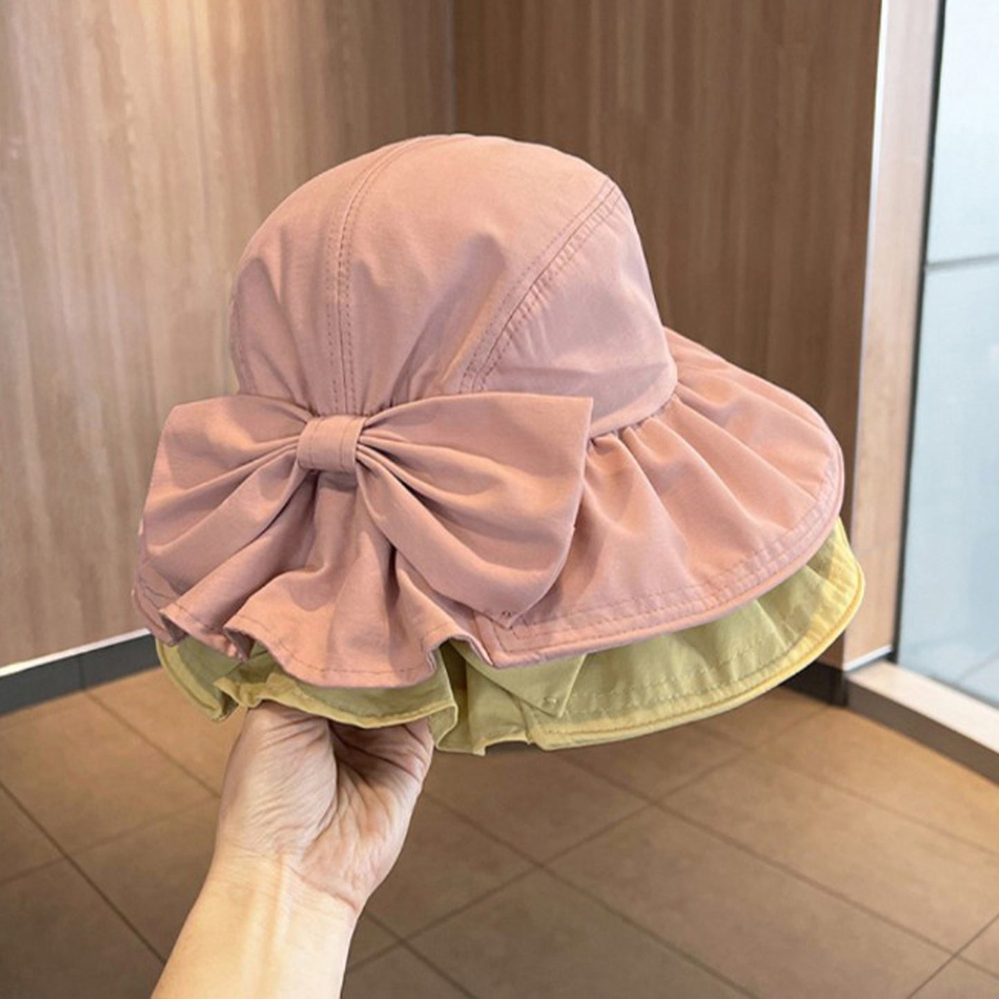 Sun Hat with Large Bow Lightweight Summer Bucket Hat Outdoor Travel Hat