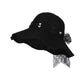Wide Brim Straw Sun Hat with Lace Bow Ribbon Pearl Decoration Summer Beach Floppy Hat