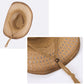 Wide Brim Straw Sun Hat with Adjustable Chin Strap Woven Cowboy Style Summer Beach Sun Hat