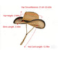 Wide Brim Straw Sun Hat with Adjustable Chin Strap Woven Cowboy Style Summer Beach Sun Hat