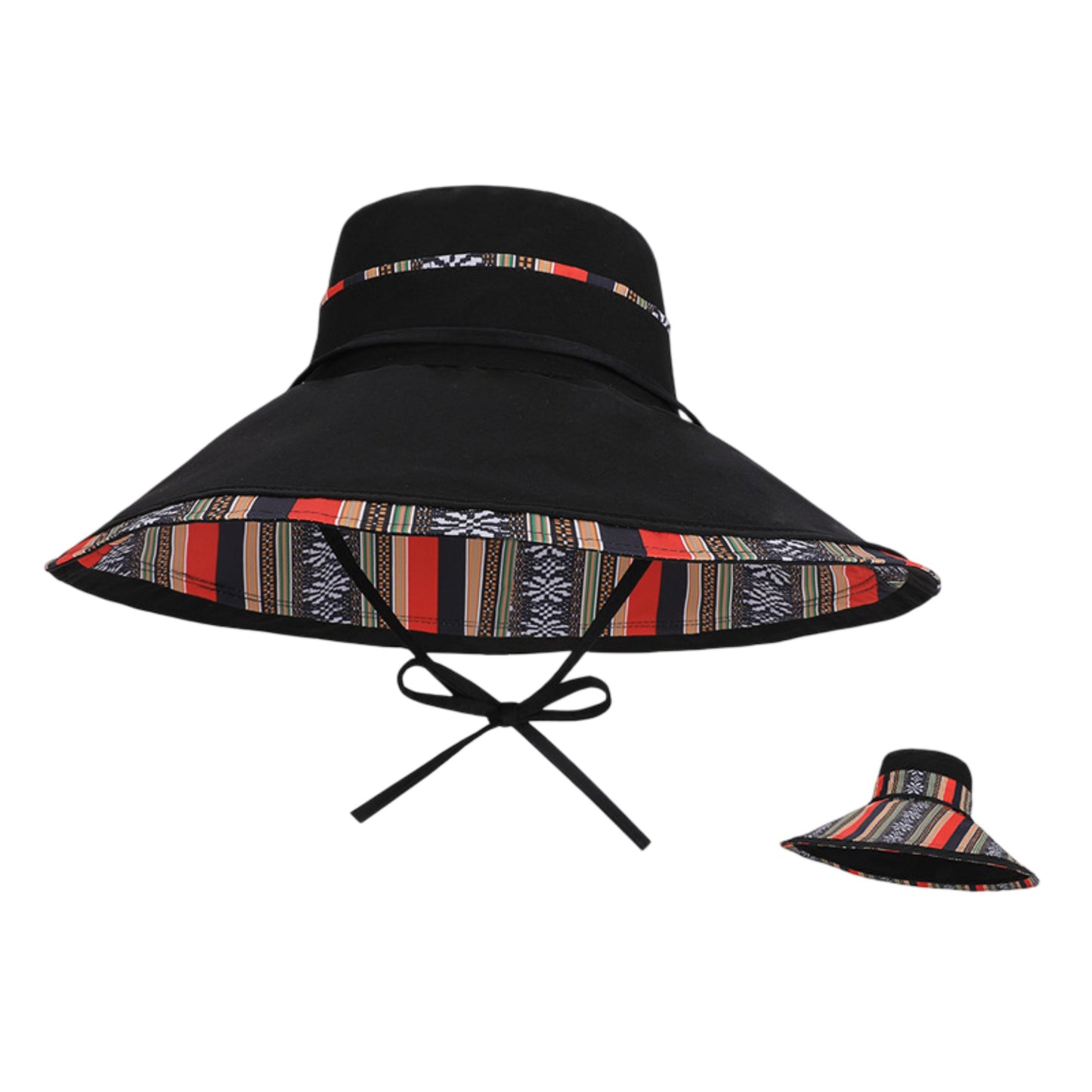 Reversible Wide Brim Sun Hat with Chin Tie Large Floppy Brim Packable Summer Beach Hat