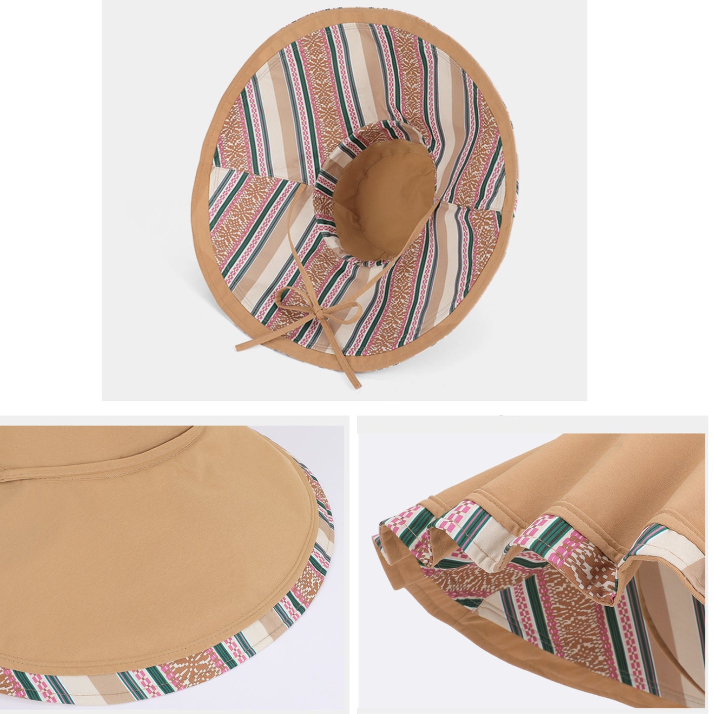 Reversible Wide Brim Sun Hat with Chin Tie Large Floppy Brim Packable Summer Beach Hat