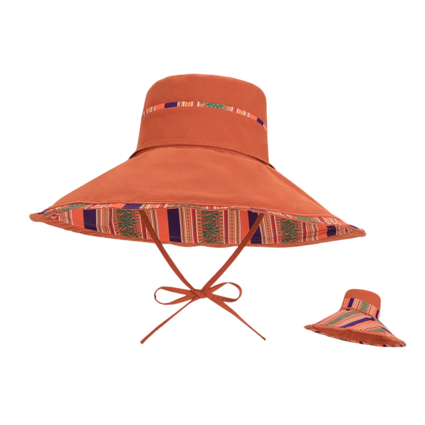 Reversible Wide Brim Sun Hat with Chin Tie Large Floppy Brim Packable Summer Beach Hat