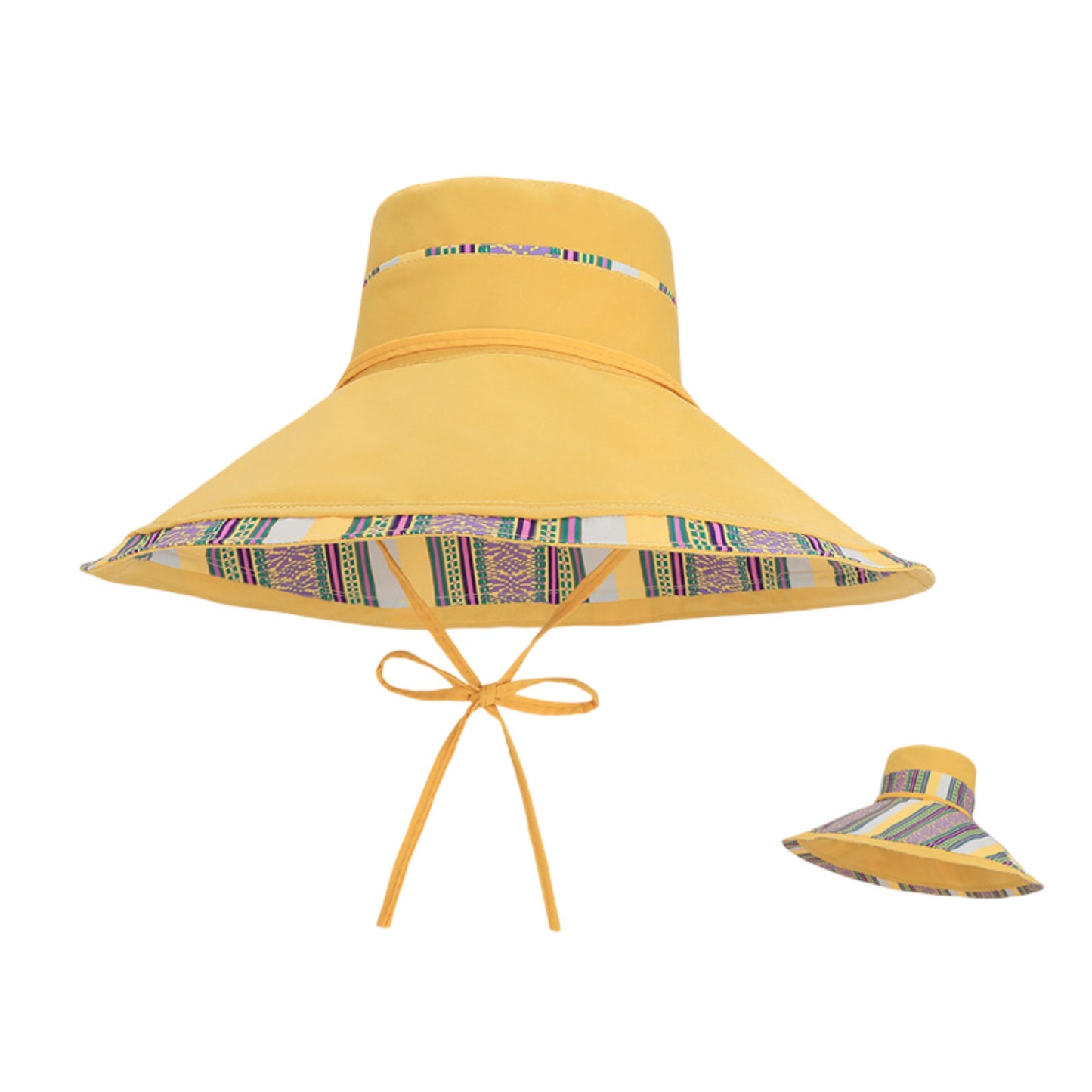 Reversible Wide Brim Sun Hat with Chin Tie Large Floppy Brim Packable Summer Beach Hat