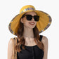 Reversible Wide Brim Sun Hat with Chin Tie Large Floppy Brim Packable Summer Beach Hat