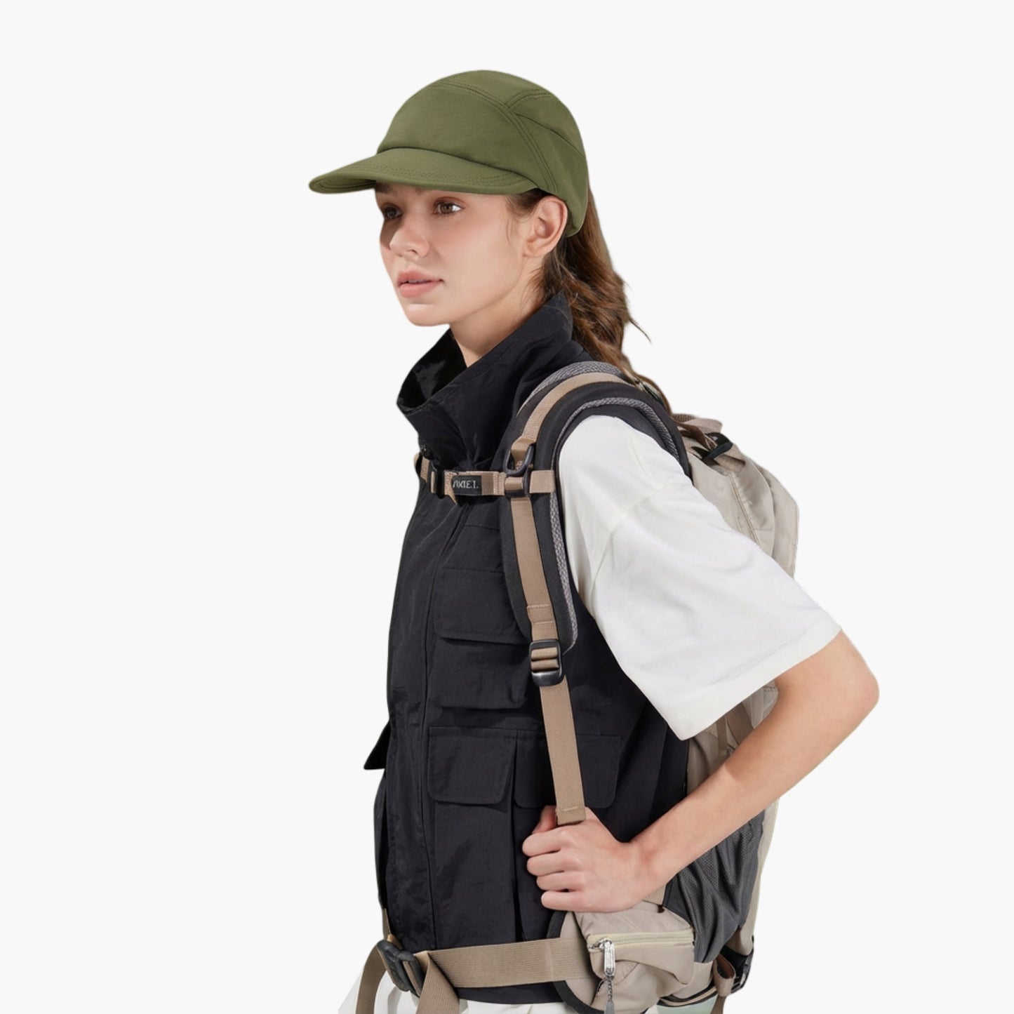 Outdoor Baseball Cap with Hidden Chin Strap Breathable Sports Hiking Sun Hat Adjustable Fit