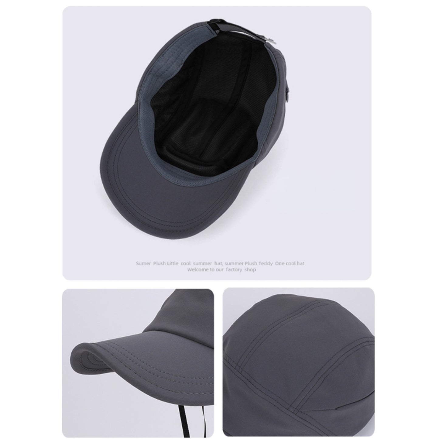 Outdoor Baseball Cap with Hidden Chin Strap Breathable Sports Hiking Sun Hat Adjustable Fit