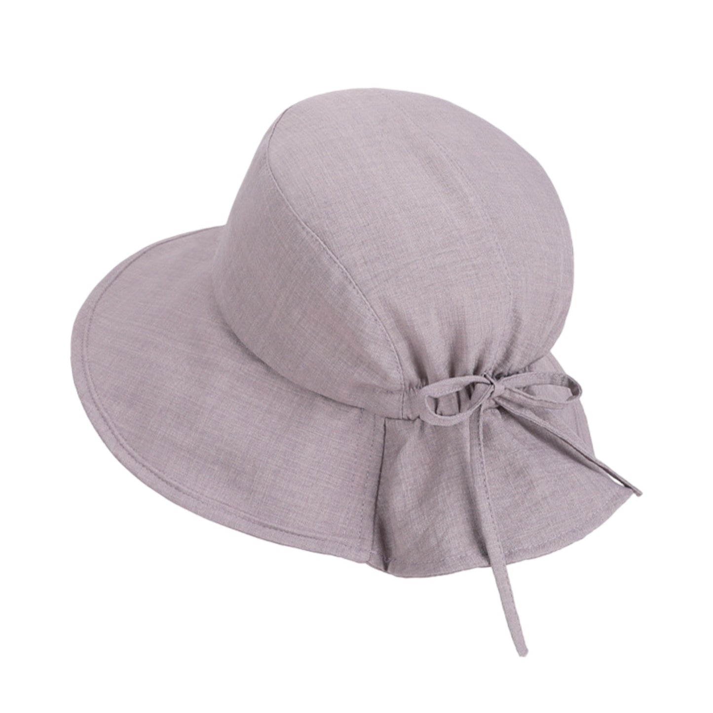 Wide Brim Sun Hat with Back Bow Adjustable Cotton Bucket Hat Summer Beach Sun Hat