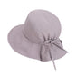 Wide Brim Sun Hat with Back Bow Adjustable Cotton Bucket Hat Summer Beach Sun Hat