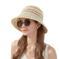 Straw Bucket Hat Breathable Woven Sun Hat Lightweight Packable Summer Beach Hat