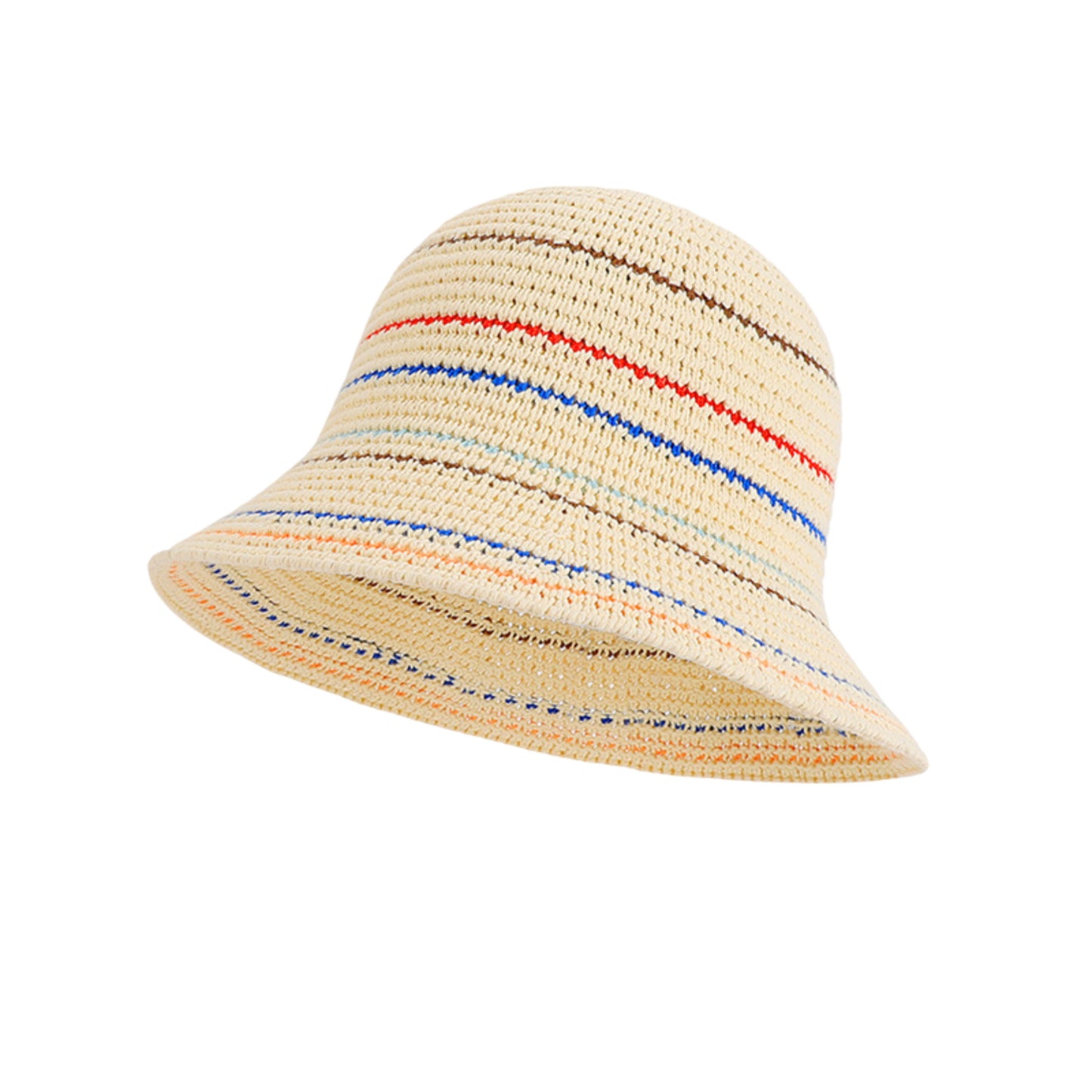 Straw Bucket Hat Breathable Woven Sun Hat Lightweight Packable Summer Beach Hat