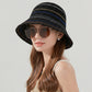 Straw Bucket Hat Breathable Woven Sun Hat Lightweight Packable Summer Beach Hat