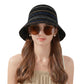 Straw Bucket Hat Breathable Woven Sun Hat Lightweight Packable Summer Beach Hat