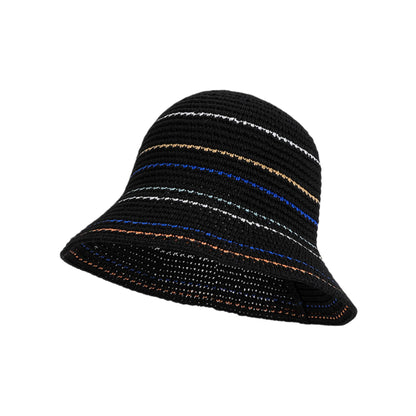Straw Bucket Hat Breathable Woven Sun Hat Lightweight Packable Summer Beach Hat