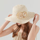 Straw Sun Hat with Floral Accent Summer Beach Hat with Adjustable Chin Strap