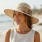 Straw Sun Hat with Floral Accent Summer Beach Hat with Adjustable Chin Strap