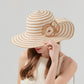 Straw Sun Hat with Floral Accent Summer Beach Hat with Adjustable Chin Strap