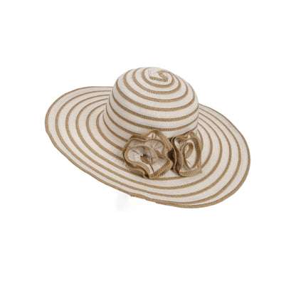 Straw Sun Hat with Floral Accent Summer Beach Hat with Adjustable Chin Strap