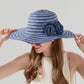 Straw Sun Hat with Floral Accent Summer Beach Hat with Adjustable Chin Strap