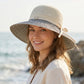 Wide Brim Straw Sun Hat with Contrast Stripe Brim Bow Detail Lightweight Beach Hat