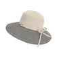 Wide Brim Straw Sun Hat with Contrast Stripe Brim Bow Detail Lightweight Beach Hat