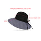 Wide Brim Straw Sun Hat with Contrast Stripe Brim Bow Detail Lightweight Beach Hat