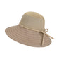 Wide Brim Straw Sun Hat with Contrast Stripe Brim Bow Detail Lightweight Beach Hat