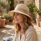 Straw Sun Hat with Pearl Accent Band Lightweight Summer Beach Travel Hat