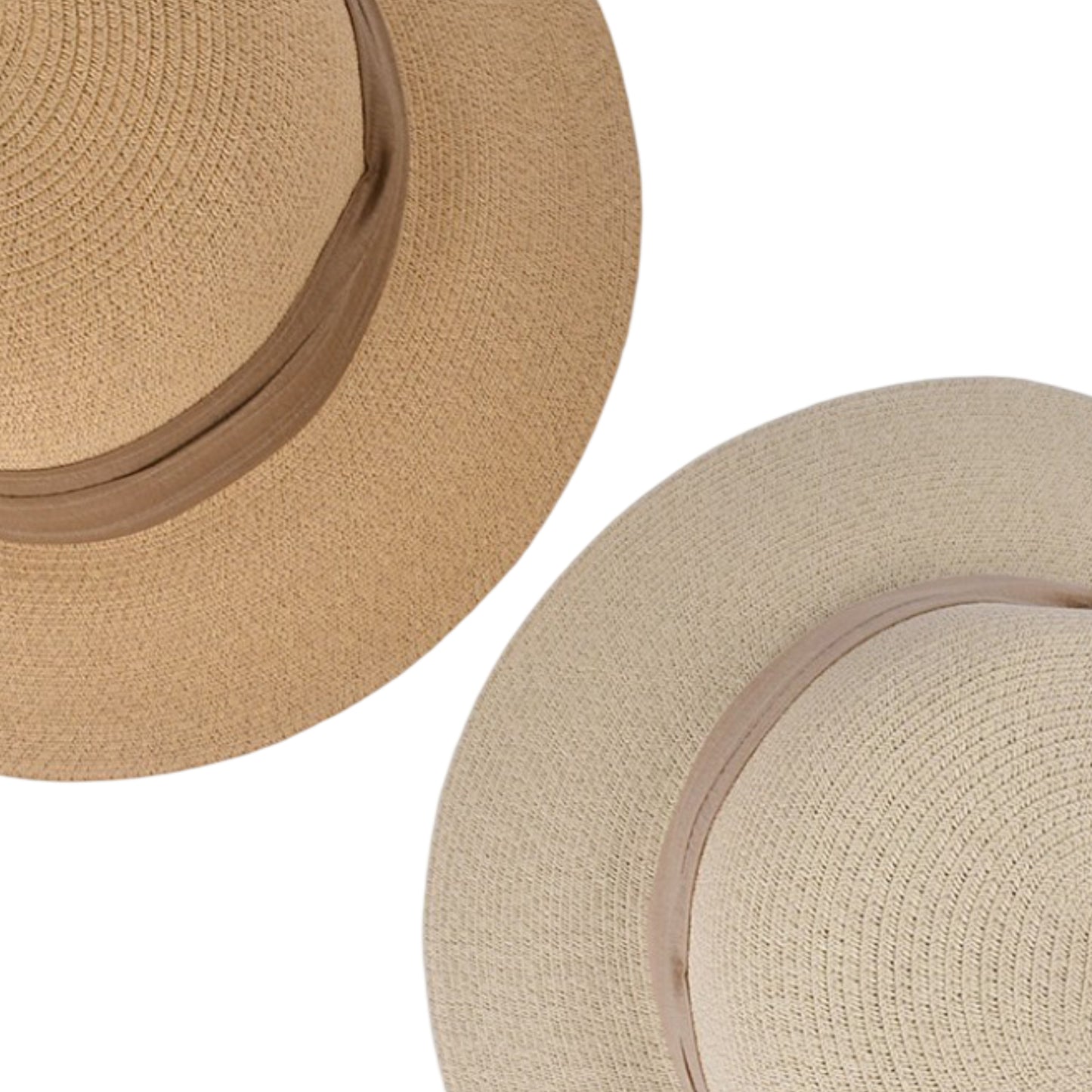 Straw Sun Hat with Pearl Accent Band Lightweight Summer Beach Travel Hat