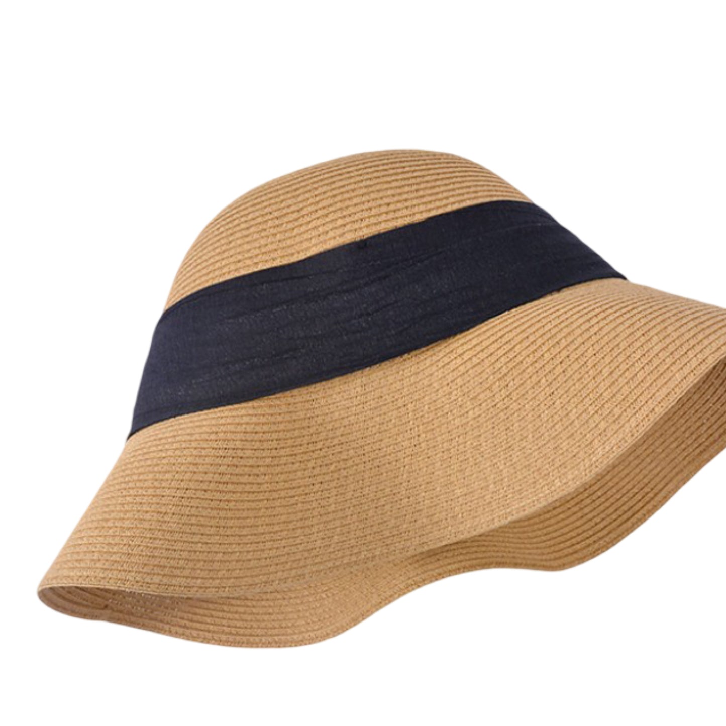 Straw Sun Hat with Pearl Accent Band Lightweight Summer Beach Travel Hat