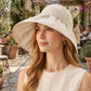 Wide Brim Sun Hat with Bow Detail Breathable Foldable Summer Beach Travel Hat