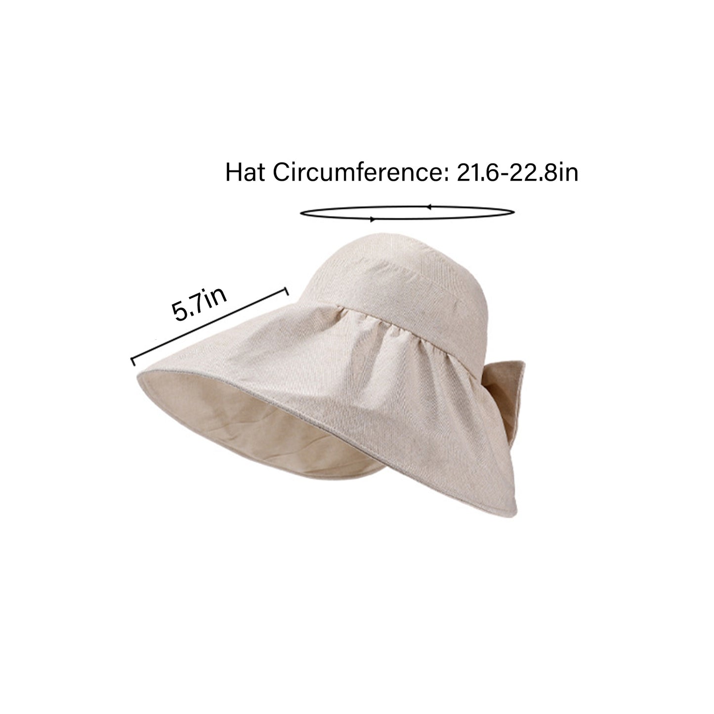 Wide Brim Sun Hat with Bow Detail Breathable Foldable Summer Beach Travel Hat