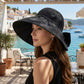 Wide Brim Sun Hat with Bow Detail Breathable Foldable Summer Beach Travel Hat