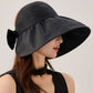Wide Brim Sun Hat with Bow Detail Breathable Foldable Summer Beach Travel Hat