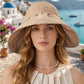 Wide Brim Sun Hat with Bow Detail Breathable Foldable Summer Beach Travel Hat