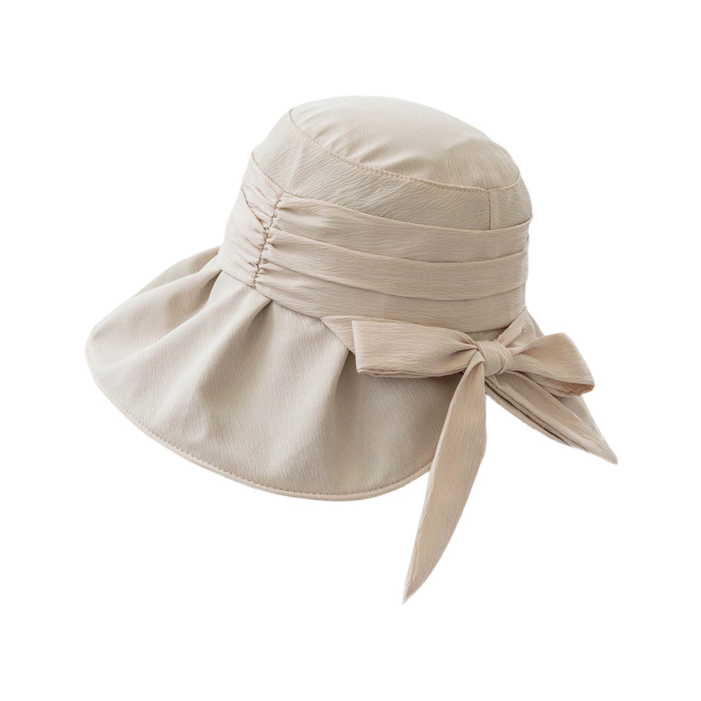 Wide Brim Sun Hat with Bow Lightweight Breathable UV Protection Foldable Travel Beach Hat